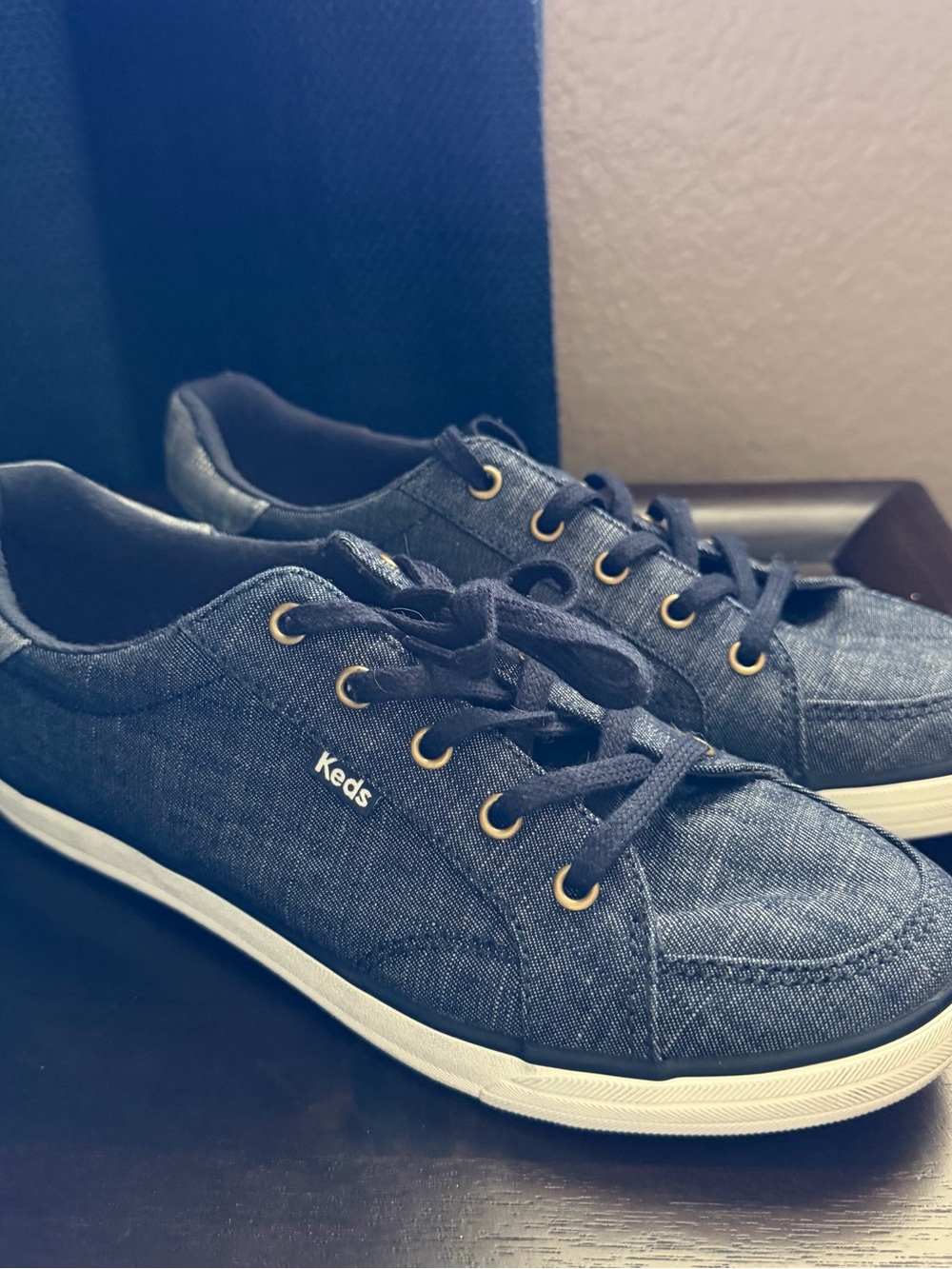 Keds Denim Lace-Up Sneakers with White Sole EUC
